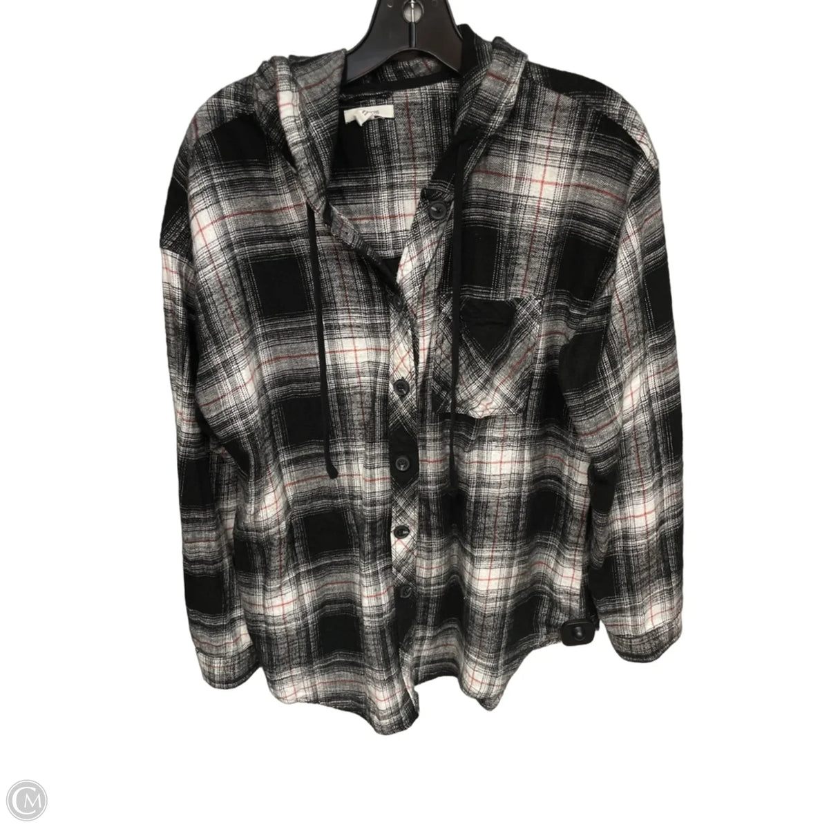 Top Long Sleeve By Maurices In Plaid Pattern, Size: L
