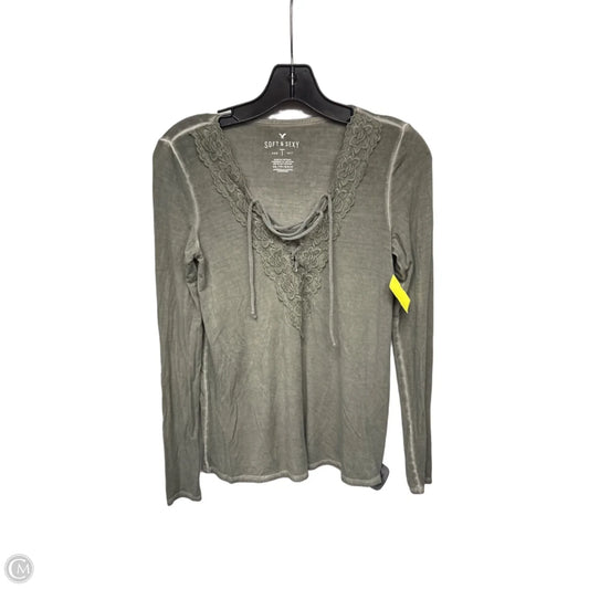 Top Long Sleeve By American Eagle In Green, Size: Xs