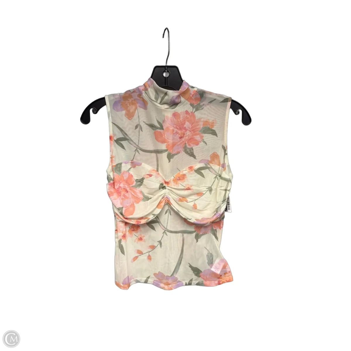 Top Sleeveless By Fore In Green & Pink, Size: M