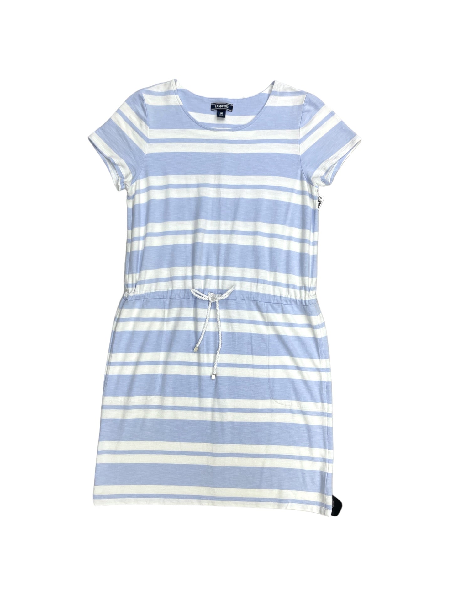 Blue & White Dress Casual Midi Lands End, Size M