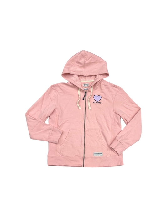 Sweatshirt Hoodie By Life Is Good In Pink, Size: L