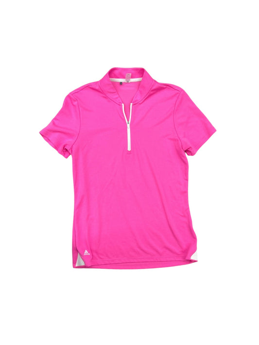 Athletic Top Short Sleeve By Adidas In Pink, Size: S