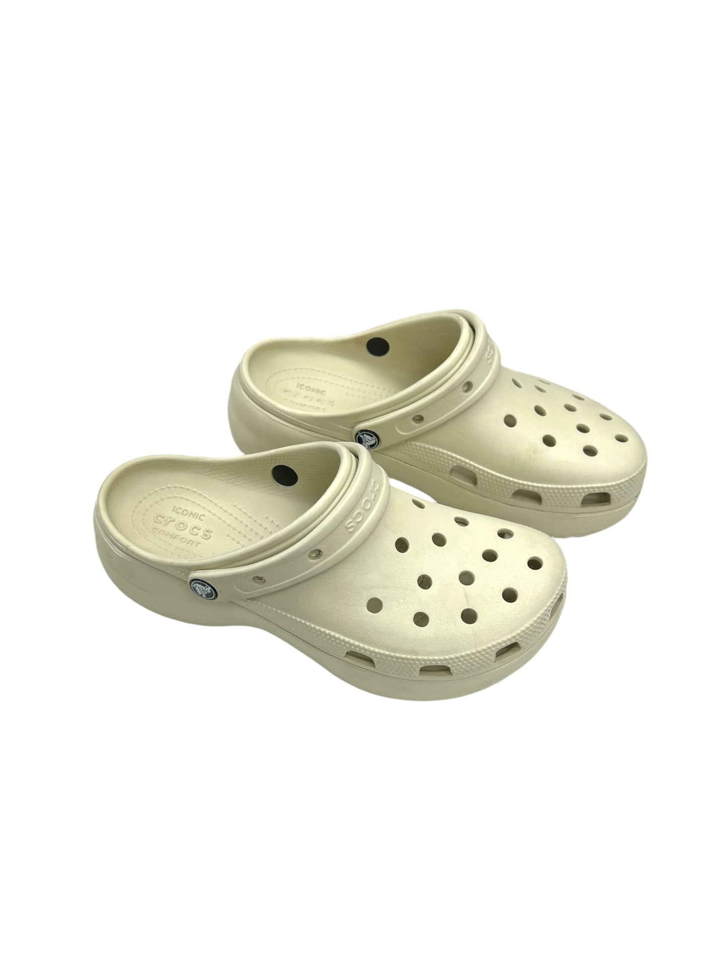 Shoes Heels Platform By Crocs In Beige, Size: 10