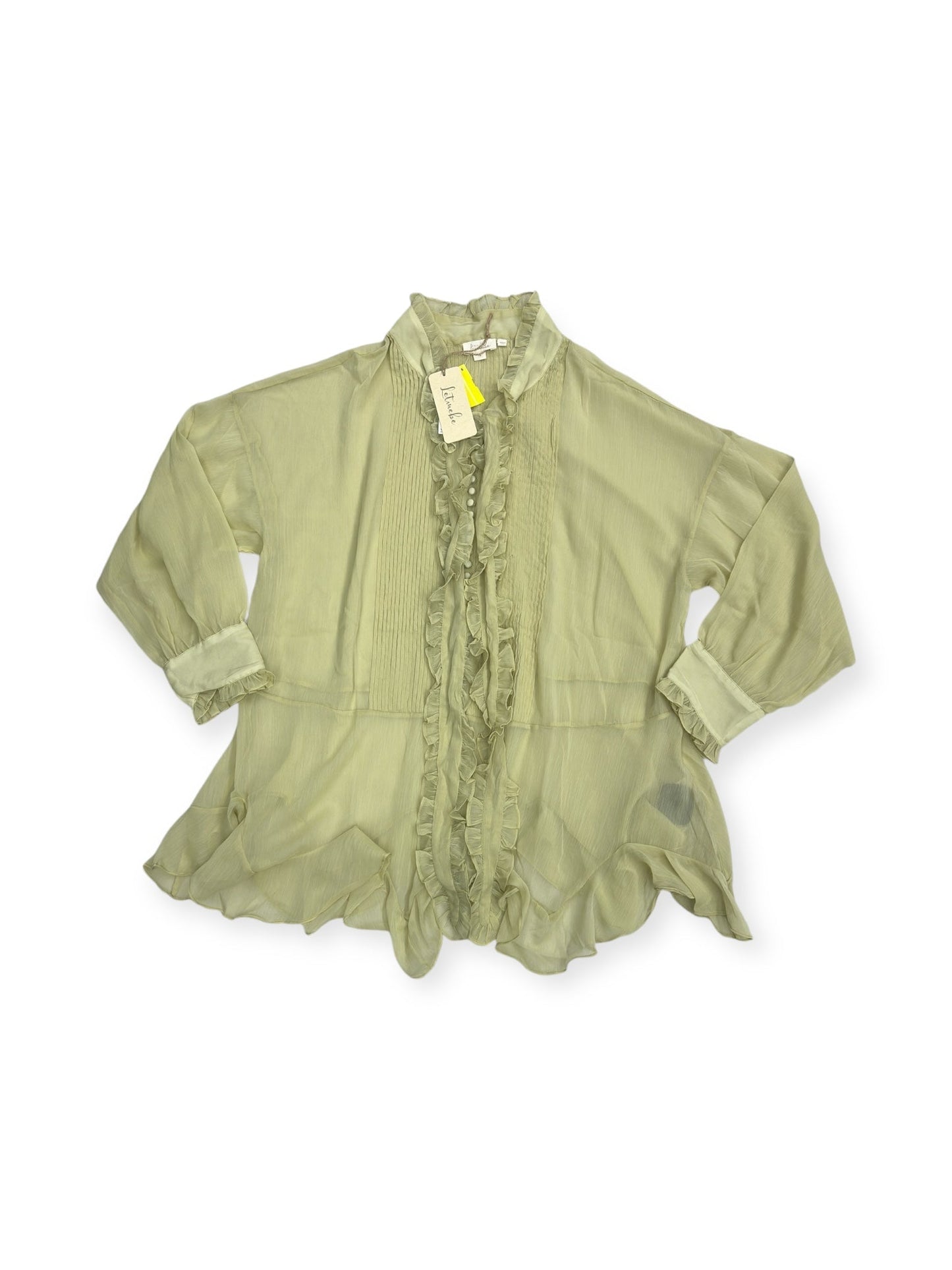 Top Long Sleeve By Anthropologie In Green, Size: 1x