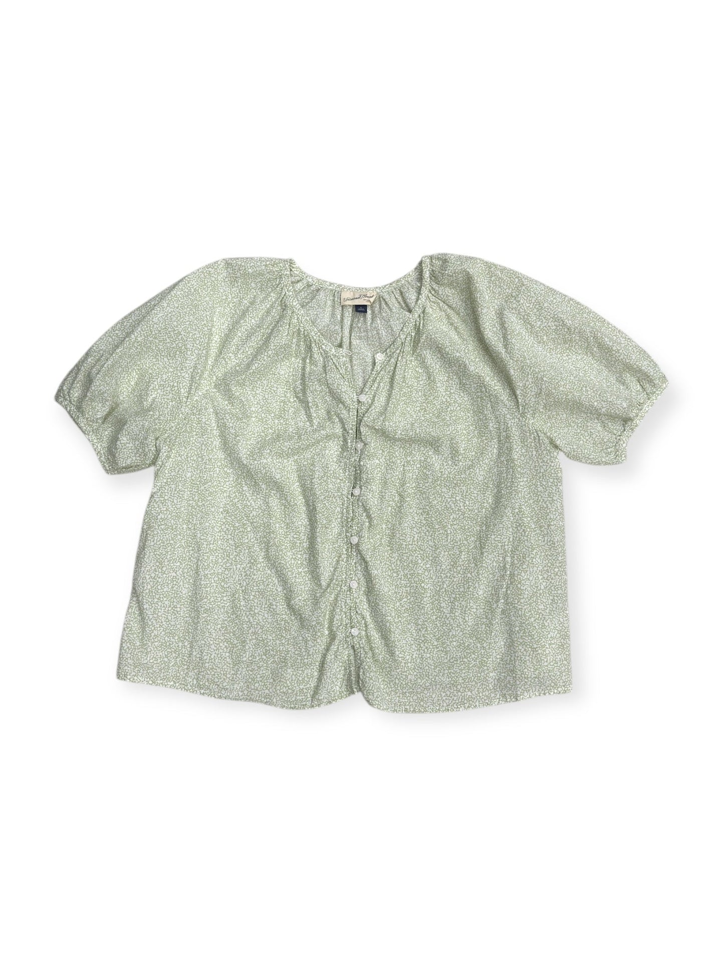 Top Short Sleeve By Universal Thread In Green & White, Size: L