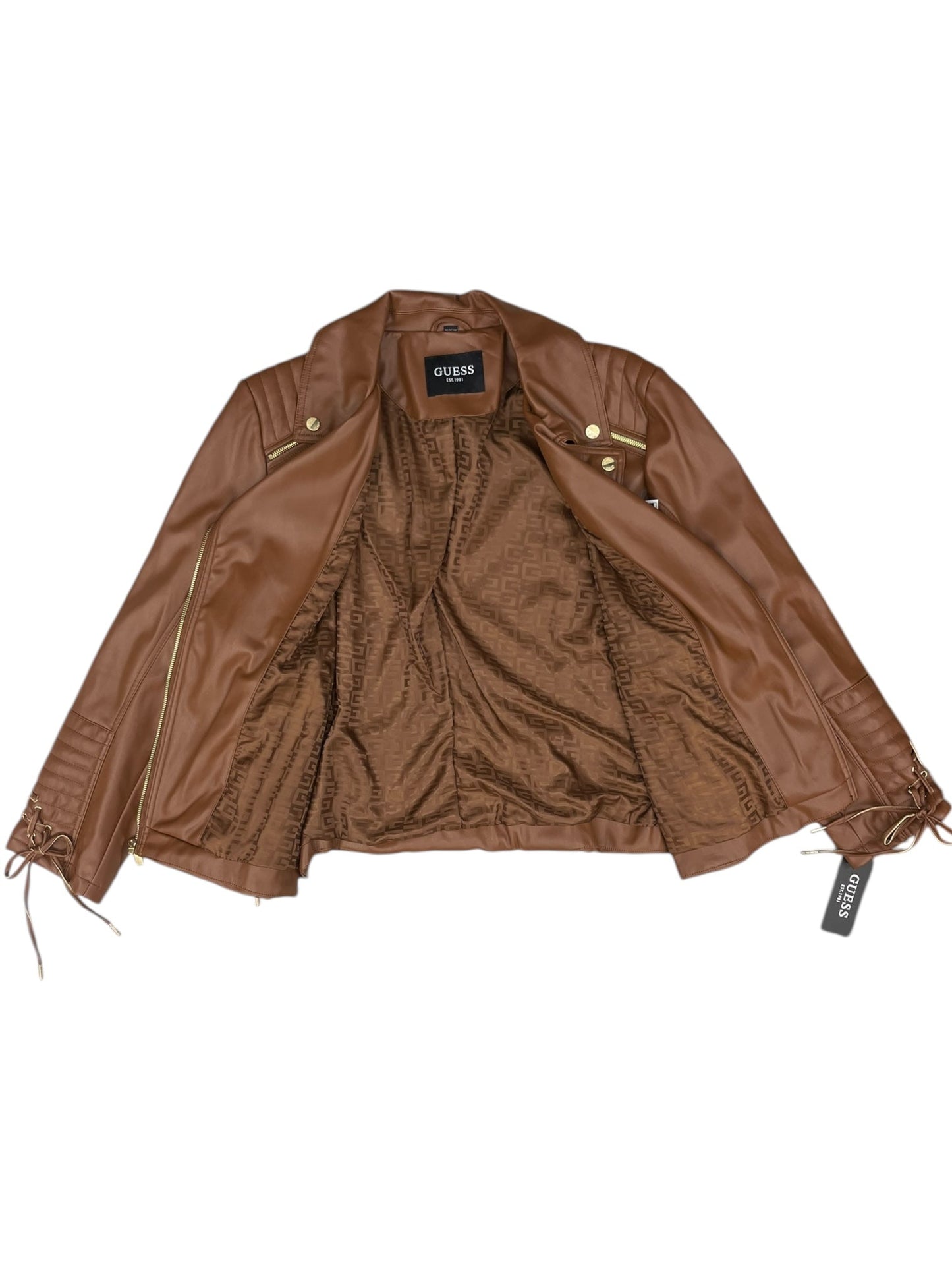 Jacket Leather By Guess In Brown, Size: 3x