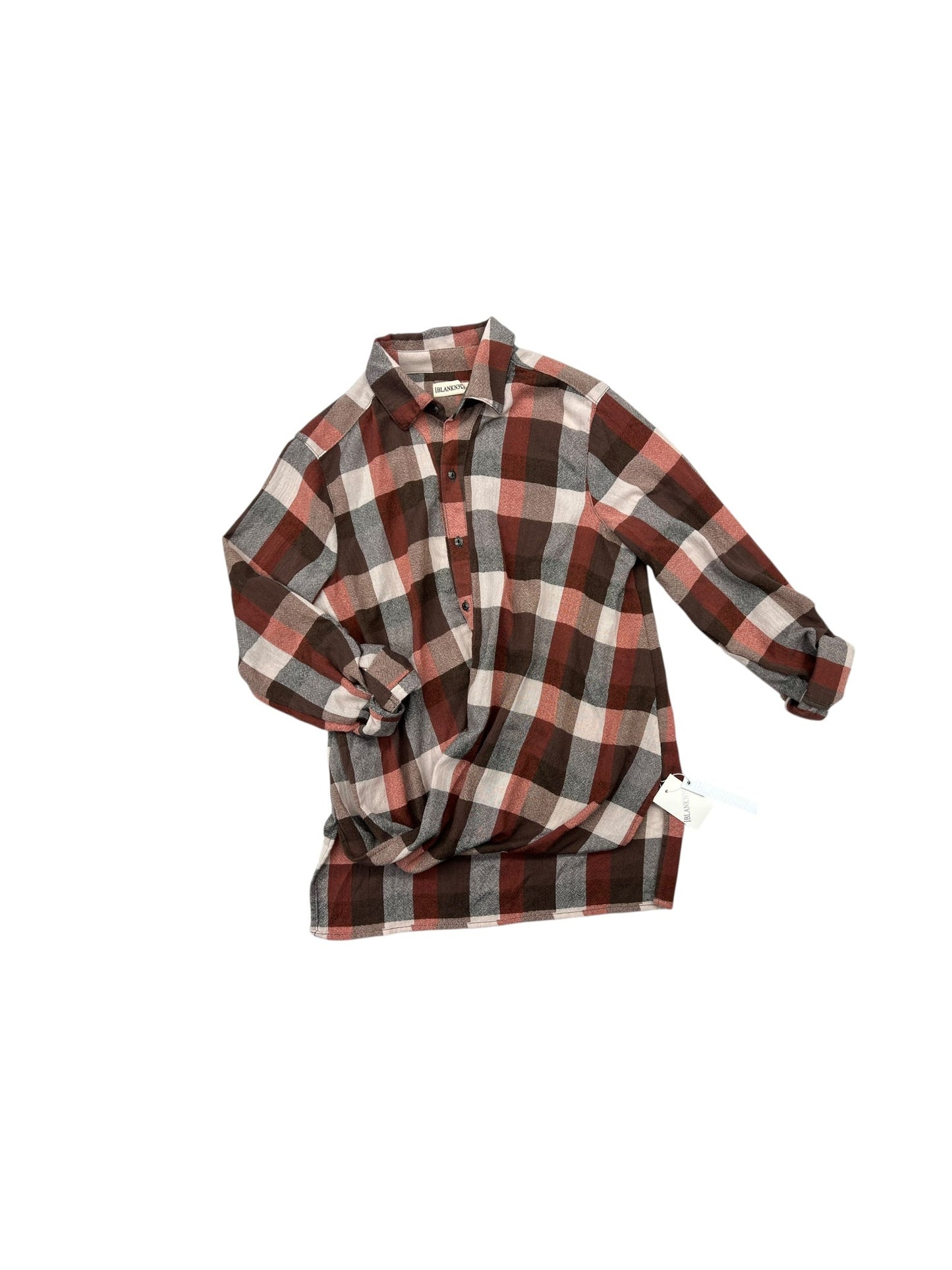 Top Long Sleeve By Blanknyc In Plaid Pattern, Size: Xs