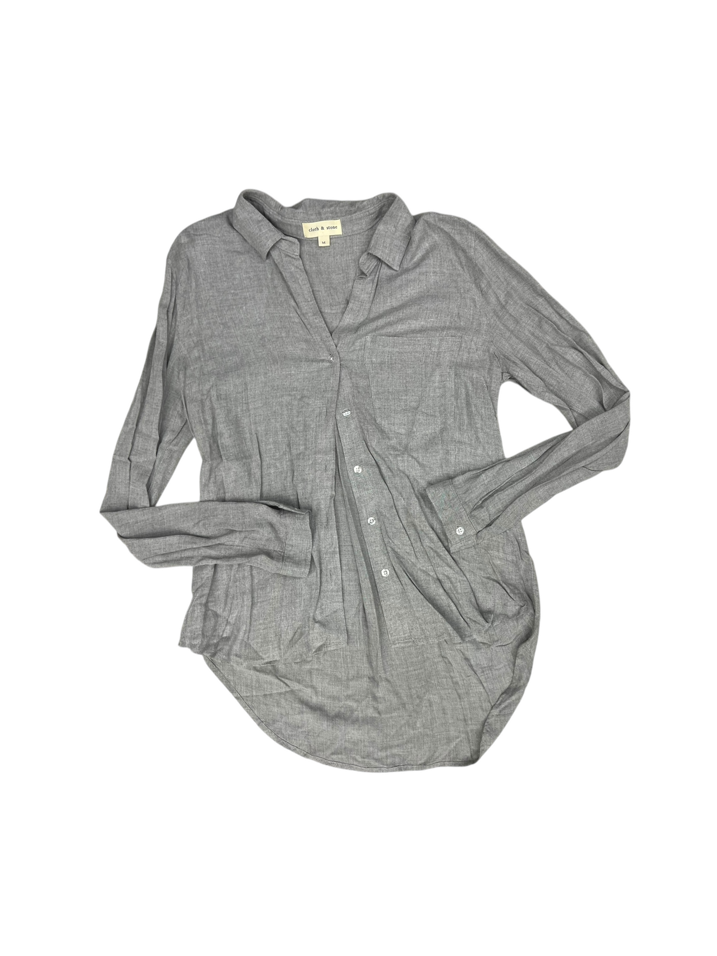 Top Long Sleeve By Cloth & Stone In Grey, Size: M