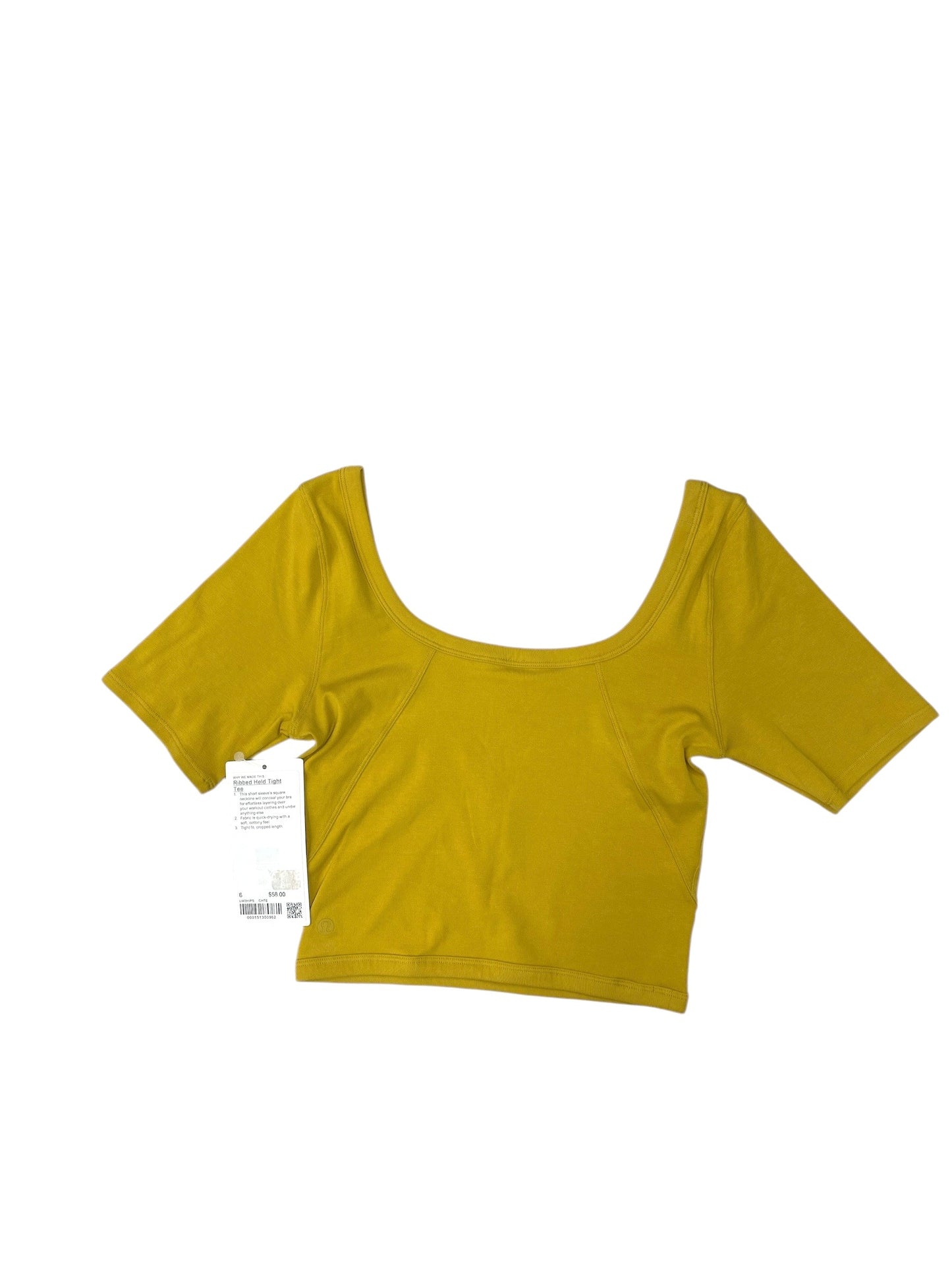 Athletic Top Short Sleeve By Lululemon In Yellow, Size: 6