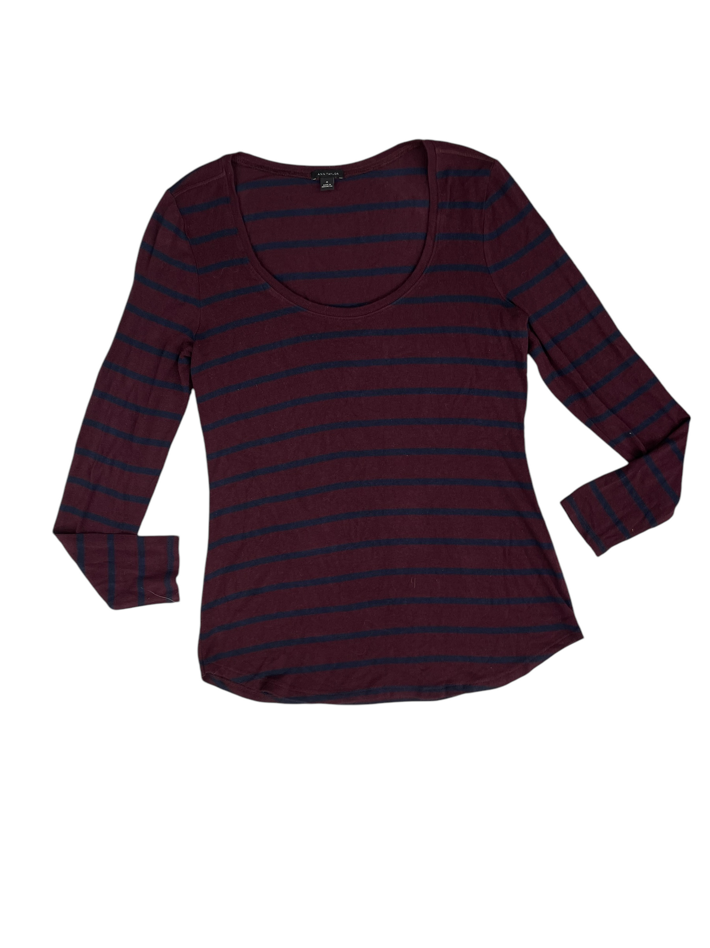 Top Long Sleeve By Ann Taylor In Blue & Red, Size: M