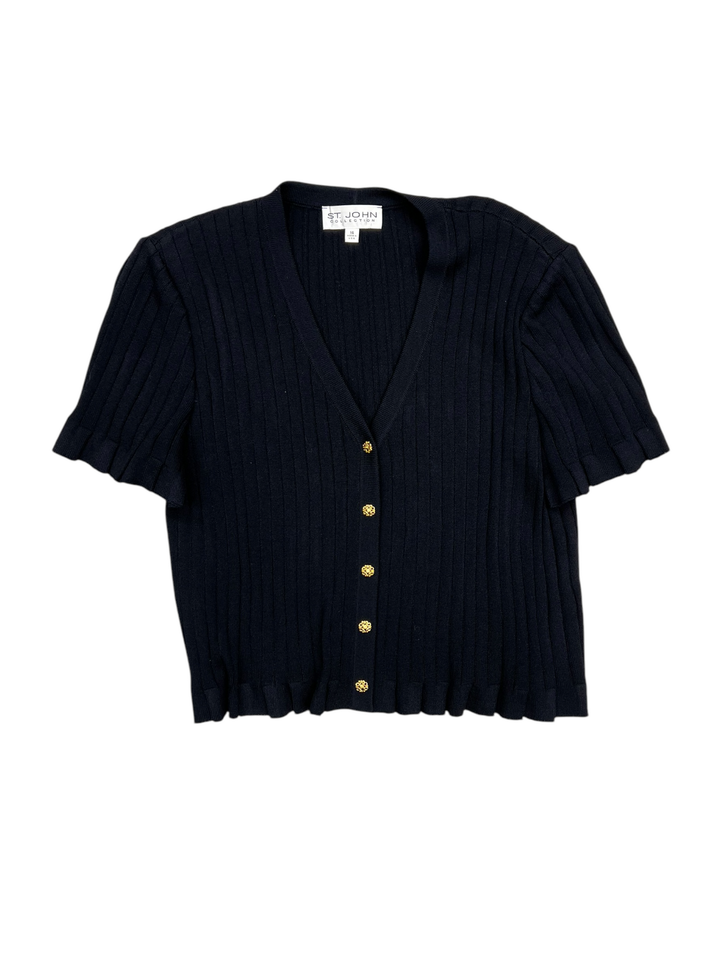 Cardigan Luxury Designer By St. John In Navy, Size: 14