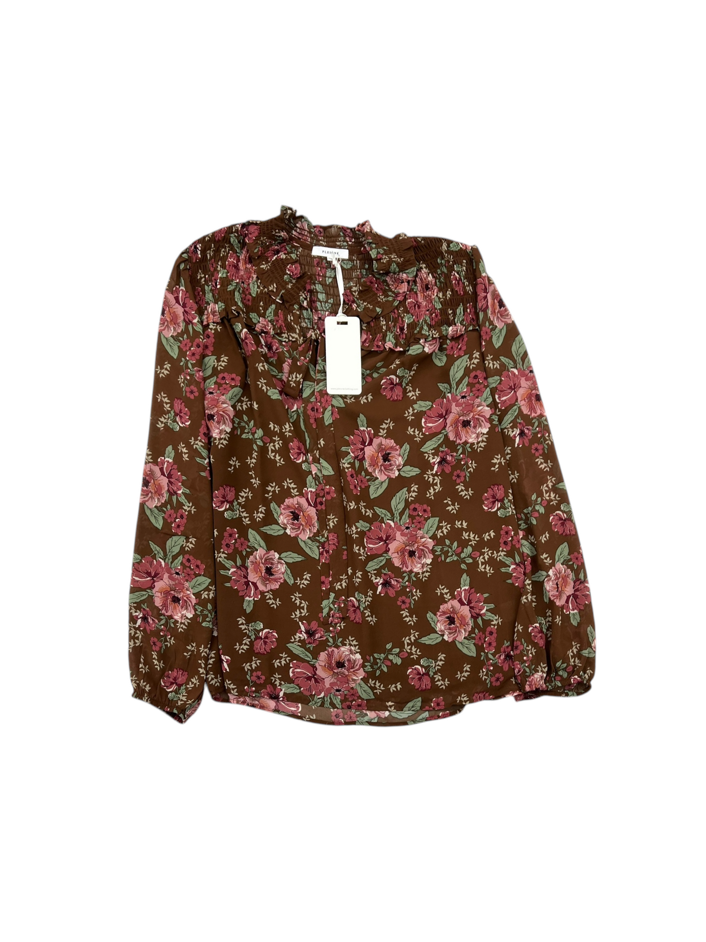 Top Long Sleeve By Pleione In Brown, Size: M