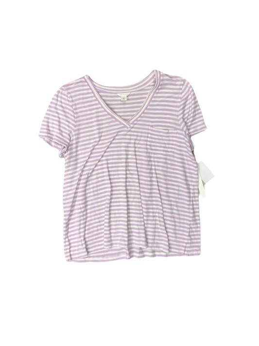 Top Short Sleeve By Caslon In Purple & White, Size: Xl