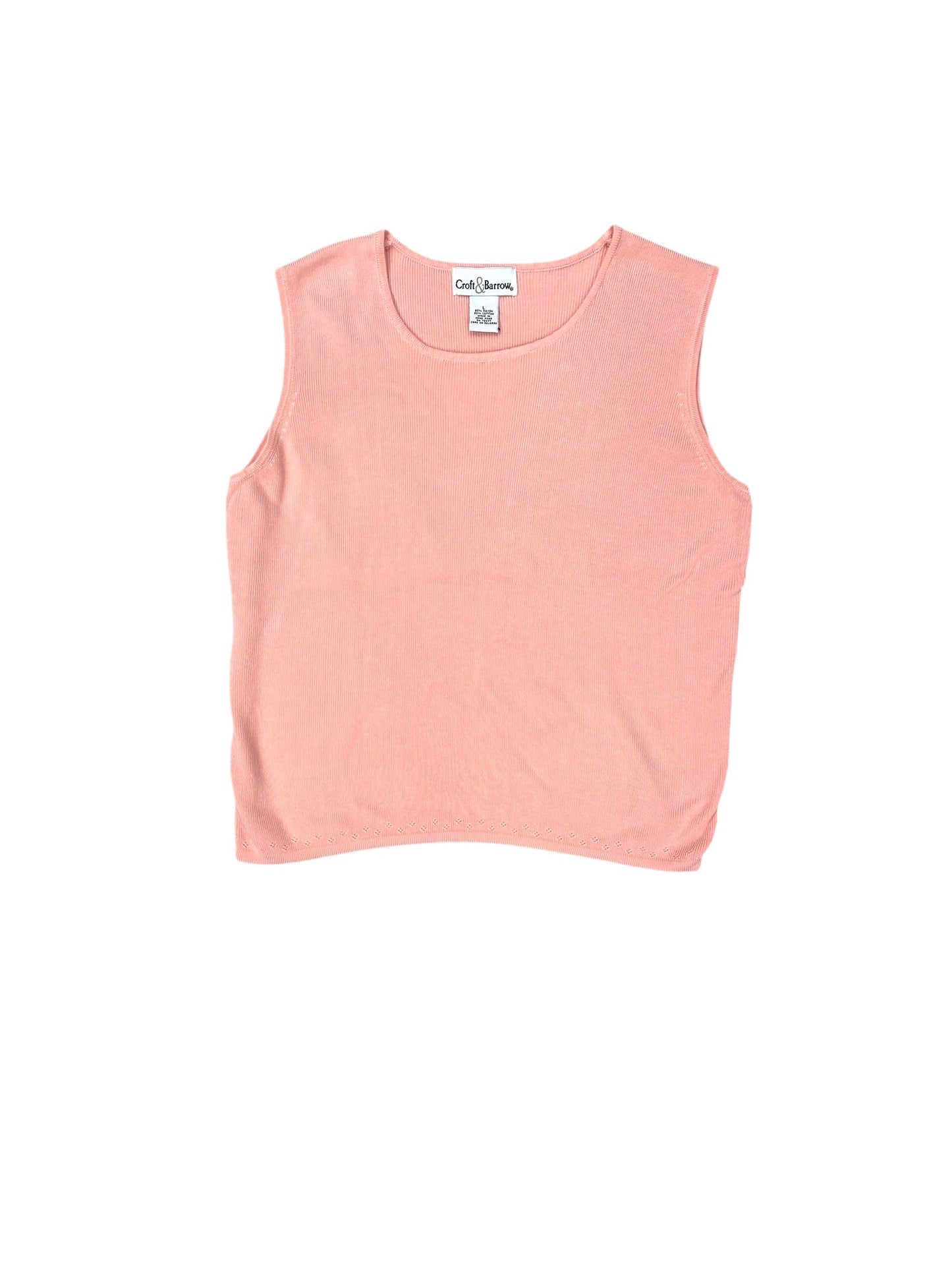 Top Sleeveless By Croft And Barrow In Pink, Size: L