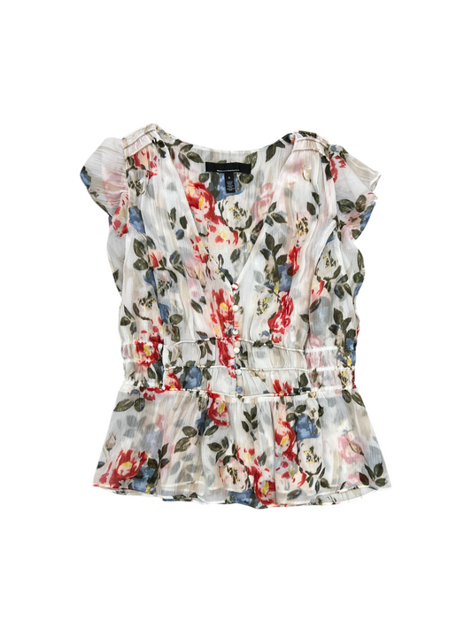 Top Short Sleeve By White House Black Market In Floral Print, Size: S