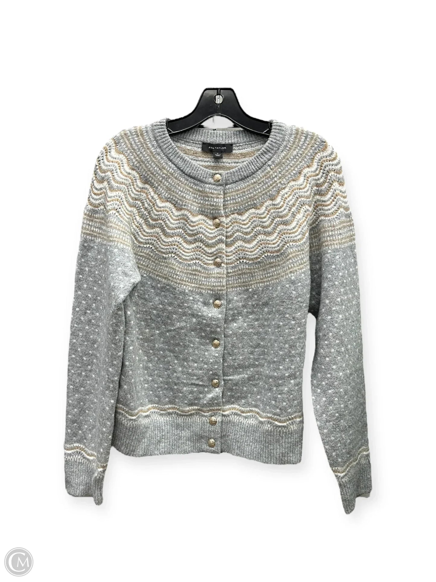 Cardigan By Ann Taylor In Grey & White, Size: M