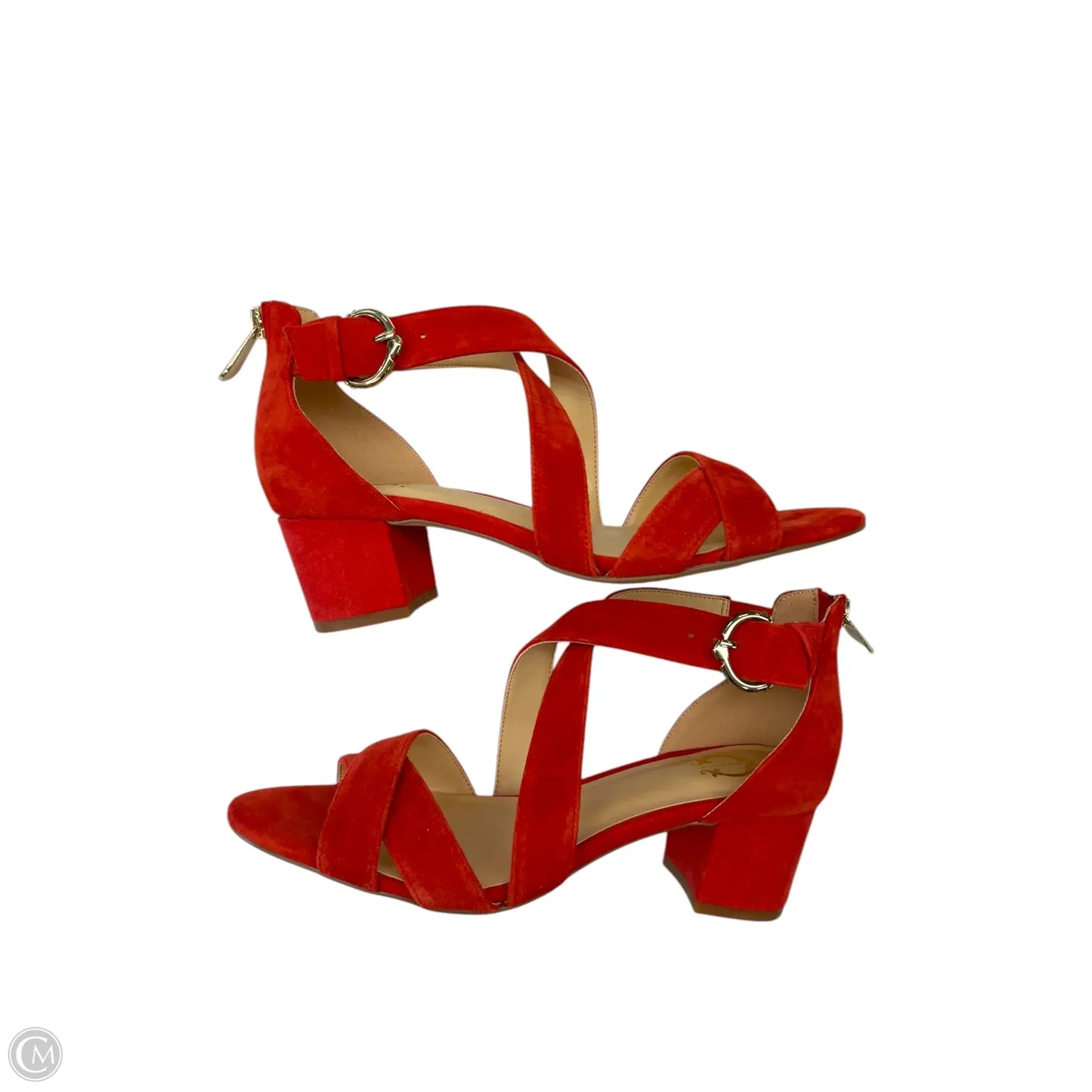 Sandals Heels Block By Clothes Mentor In Orange, Size: 6