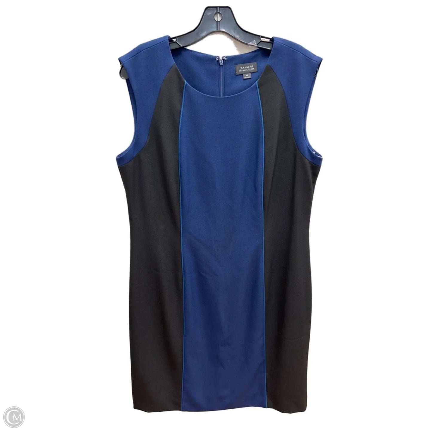 Dress Work By Tahari By Arthur Levine In Black & Blue, Size: 14