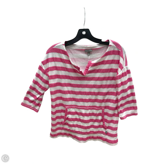 Top 3/4 Sleeve By Talbots In Pink & White, Size: Xs