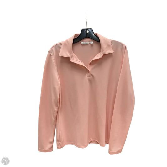 Athletic Top Long Sleeve Collar By Lady Hagen In Pink, Size: L