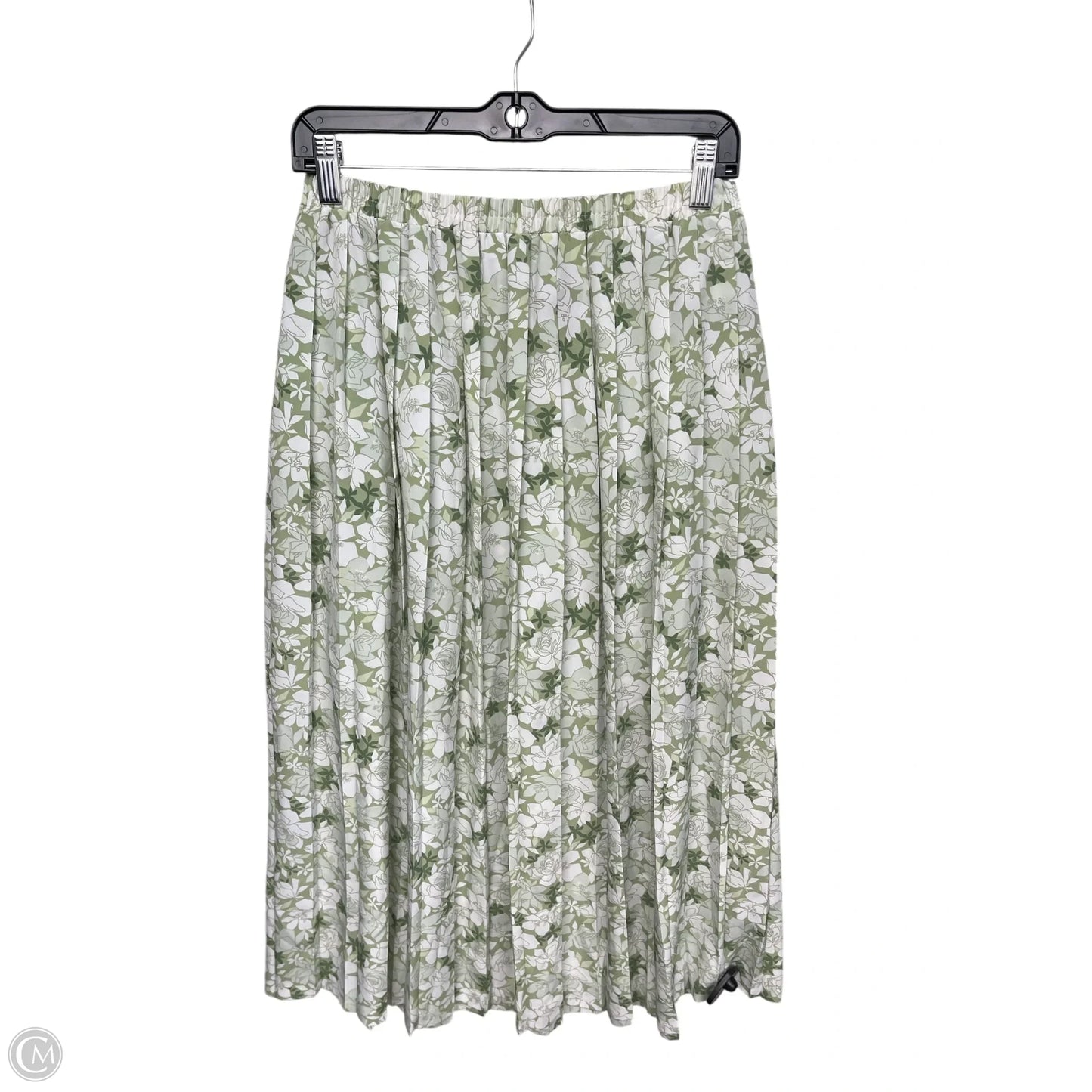 Skirt Maxi By Leslie Fay In Green & White, Size: 12