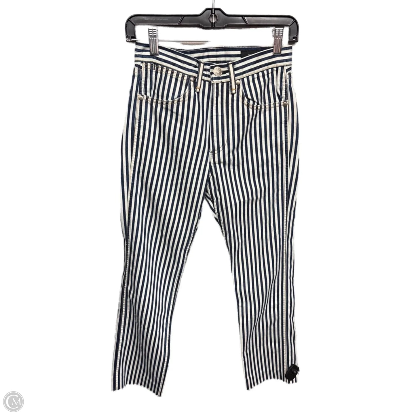 Jeans Straight By Rag & Bones Jeans In Blue & White, Size: 0