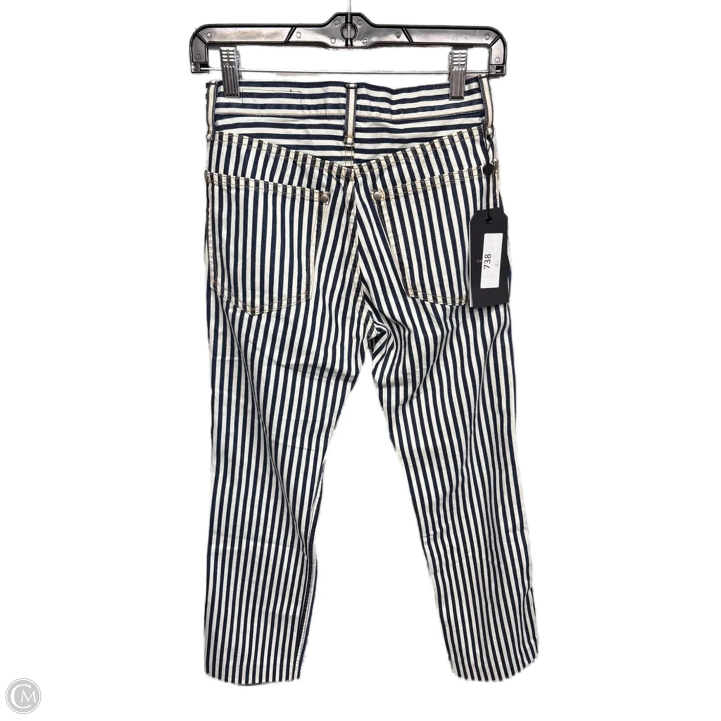 Jeans Straight By Rag & Bones Jeans In Blue & White, Size: 0