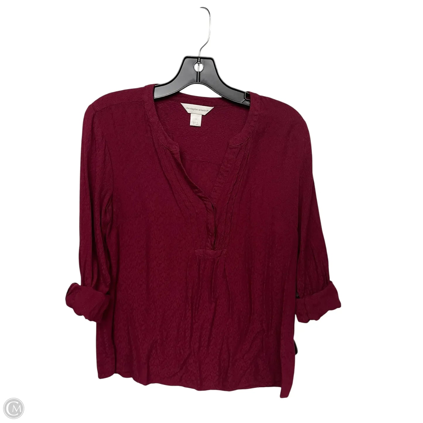 Top Long Sleeve By Christopher And Banks In Red, Size: S