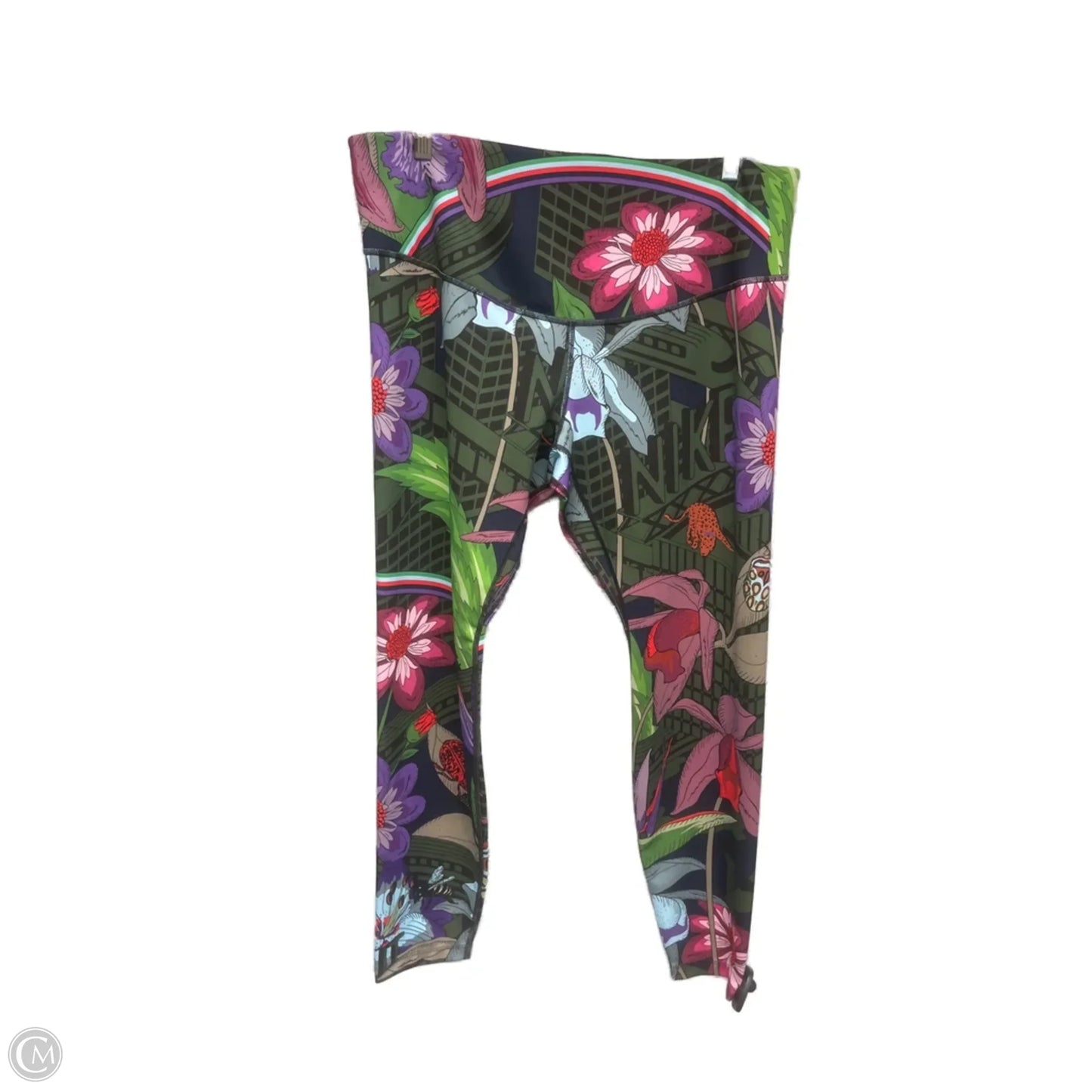 Athletic Leggings By Nike Apparel In Tropical Print, Size: 1x