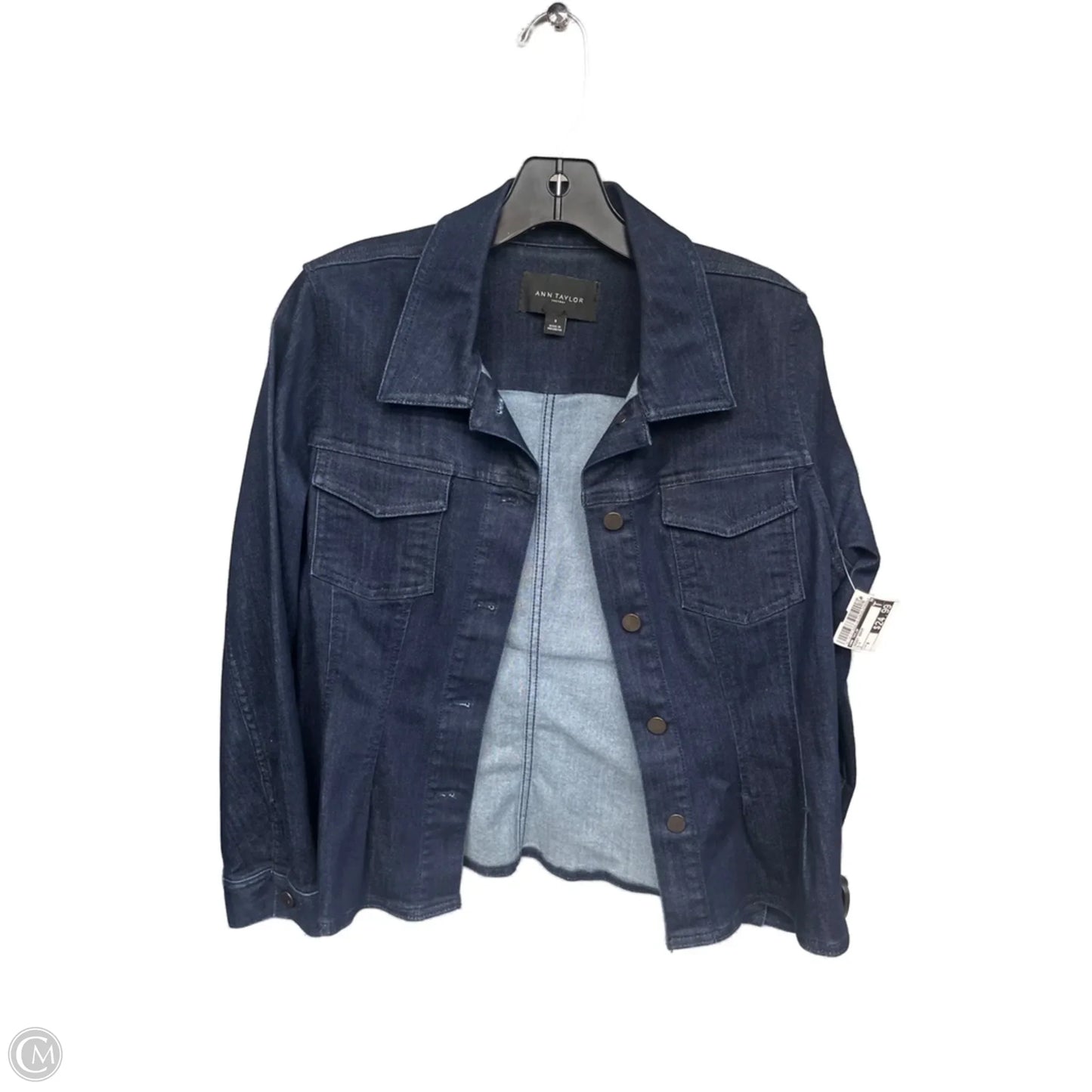 Jacket Denim By Ann Taylor In Blue, Size: 8
