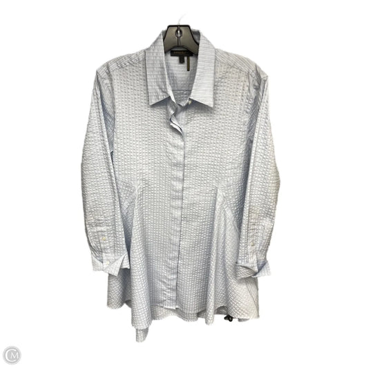 Tunic Long Sleeve By Donna Karan In Blue, Size: L