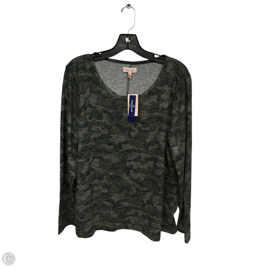 Top Long Sleeve By Per Se In Camouflage Print, Size: Xl