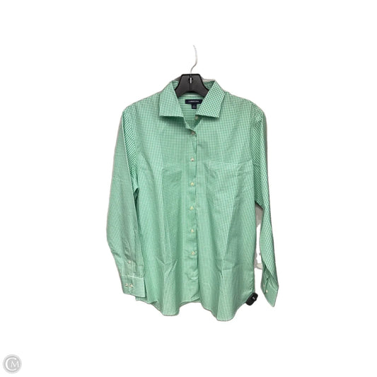 Top Long Sleeve By Lands End In Green & White, Size: 12