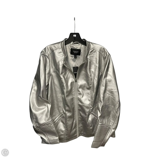 Jacket Moto By Torrid In Silver, Size: 4