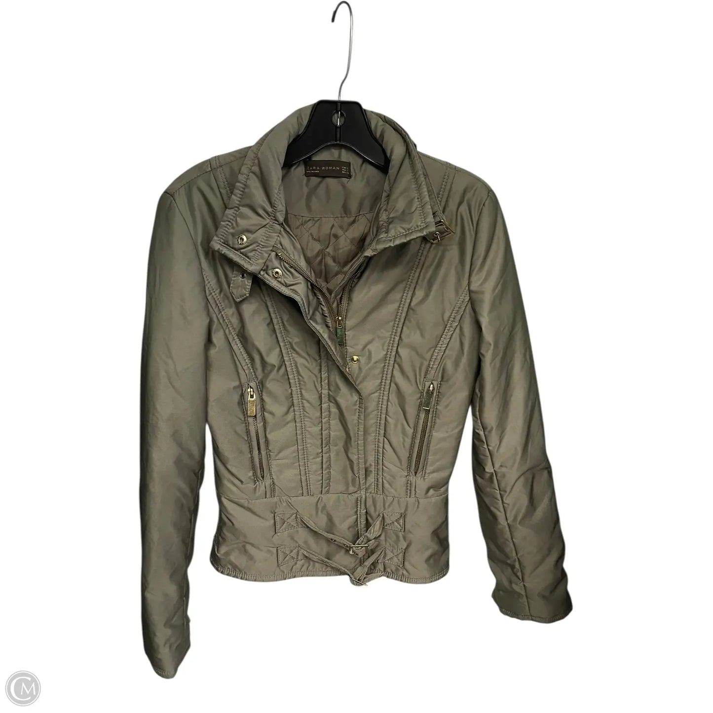 Jacket Moto By Zara In Green, Size: S