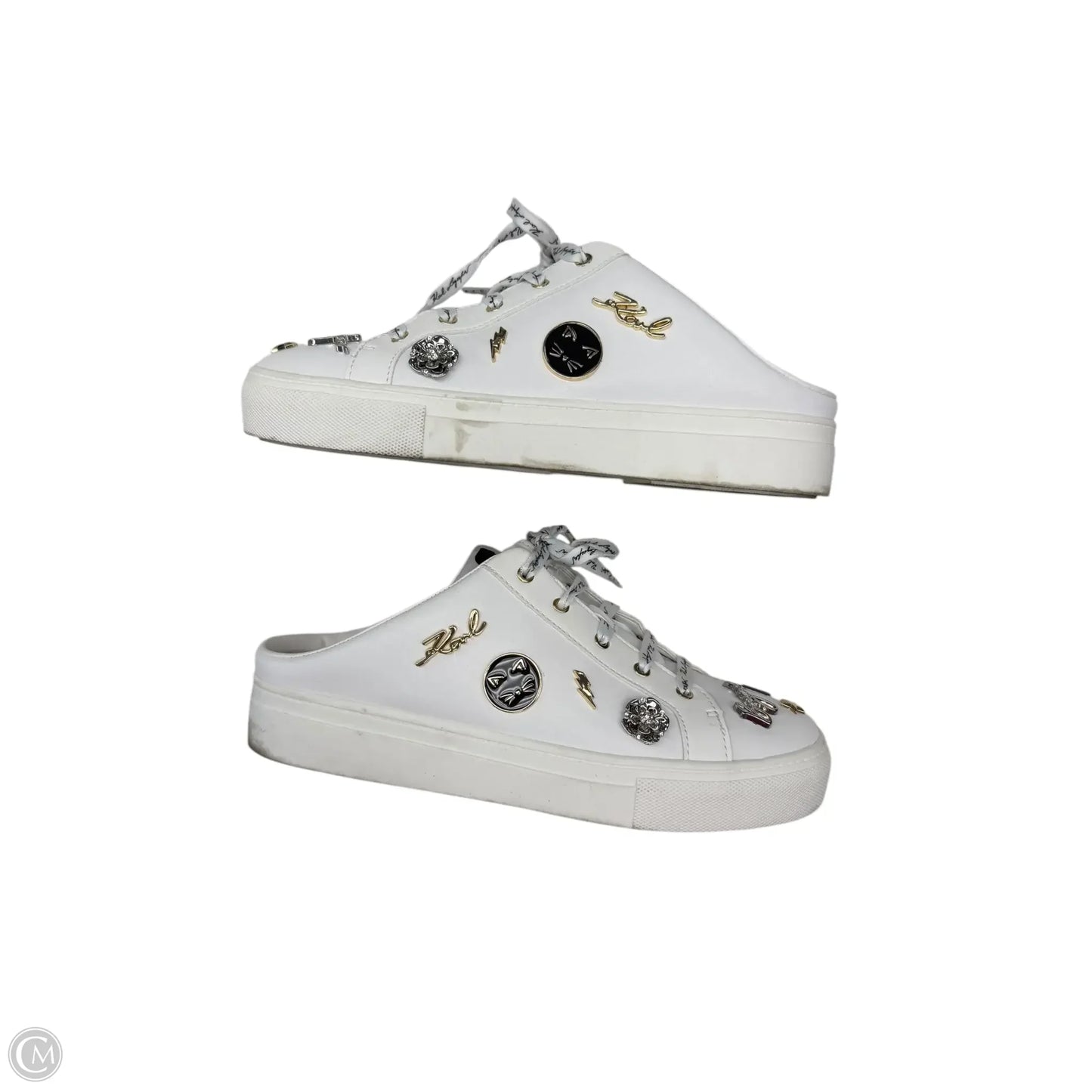Shoes Designer By Karl Lagerfeld In White, Size: 8