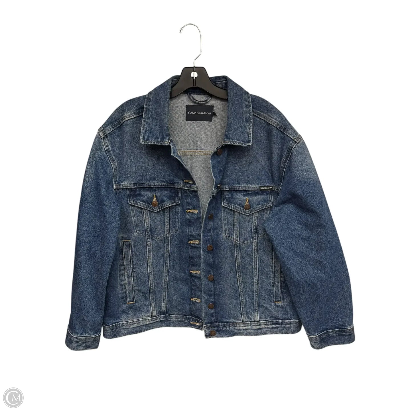Jacket Denim By Calvin Klein In Blue Denim, Size: L