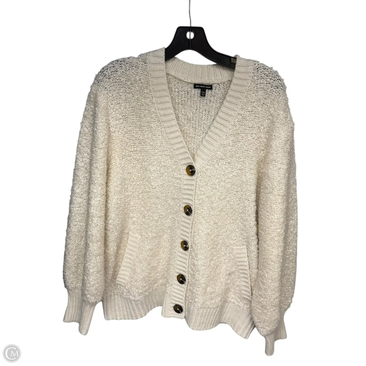 Cardigan By Who What Wear In Cream, Size: Xxl