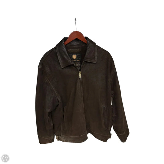 Jacket Leather By Marc New York In Brown, Size: Xl