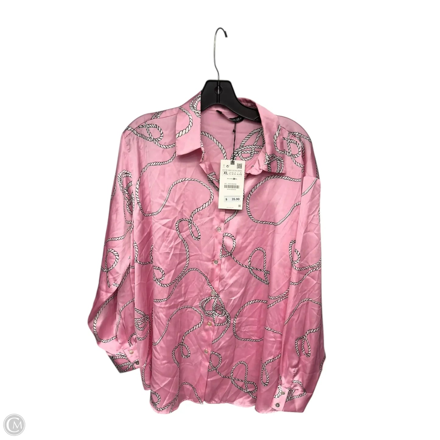 Top Long Sleeve By Zara In Pink, Size: Xl