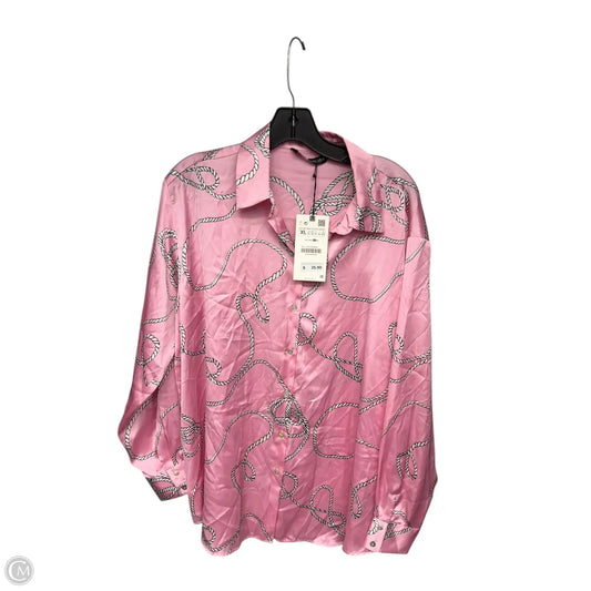 Top Long Sleeve By Zara In Pink, Size: Xl