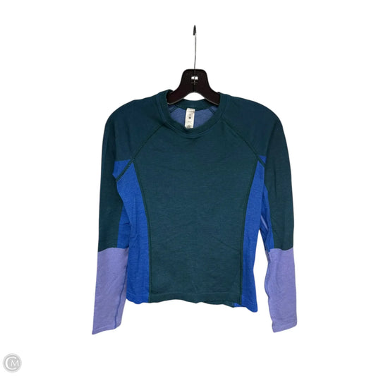 Athletic Top Long Sleeve Crewneck By Lululemon In Blue & Green, Size: 8