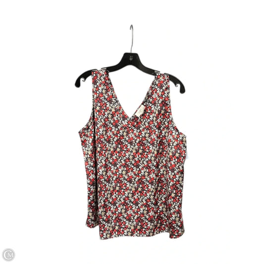 Top Sleeveless By Loft In Red & Tan, Size: L