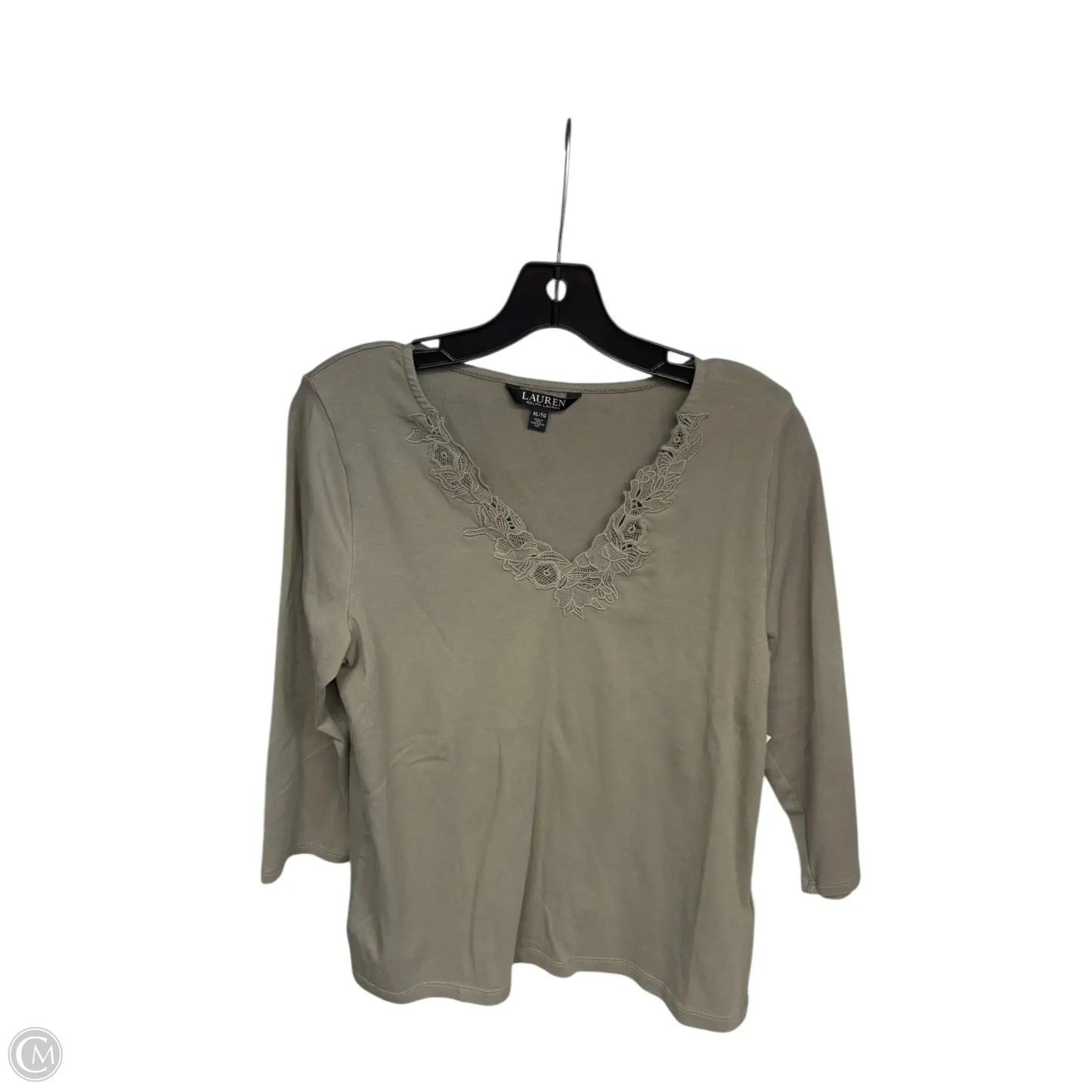 Top 3/4 Sleeve By Lauren By Ralph Lauren In Green, Size: Xl