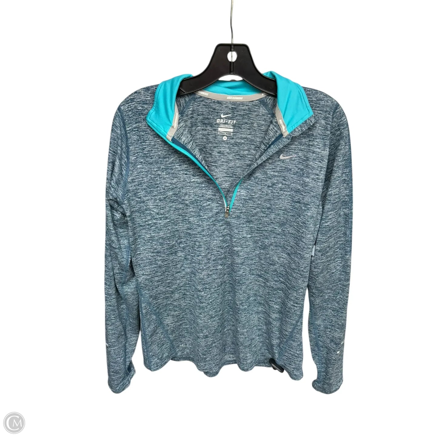 Athletic Top Long Sleeve Collar By Nike Apparel In Blue, Size: M