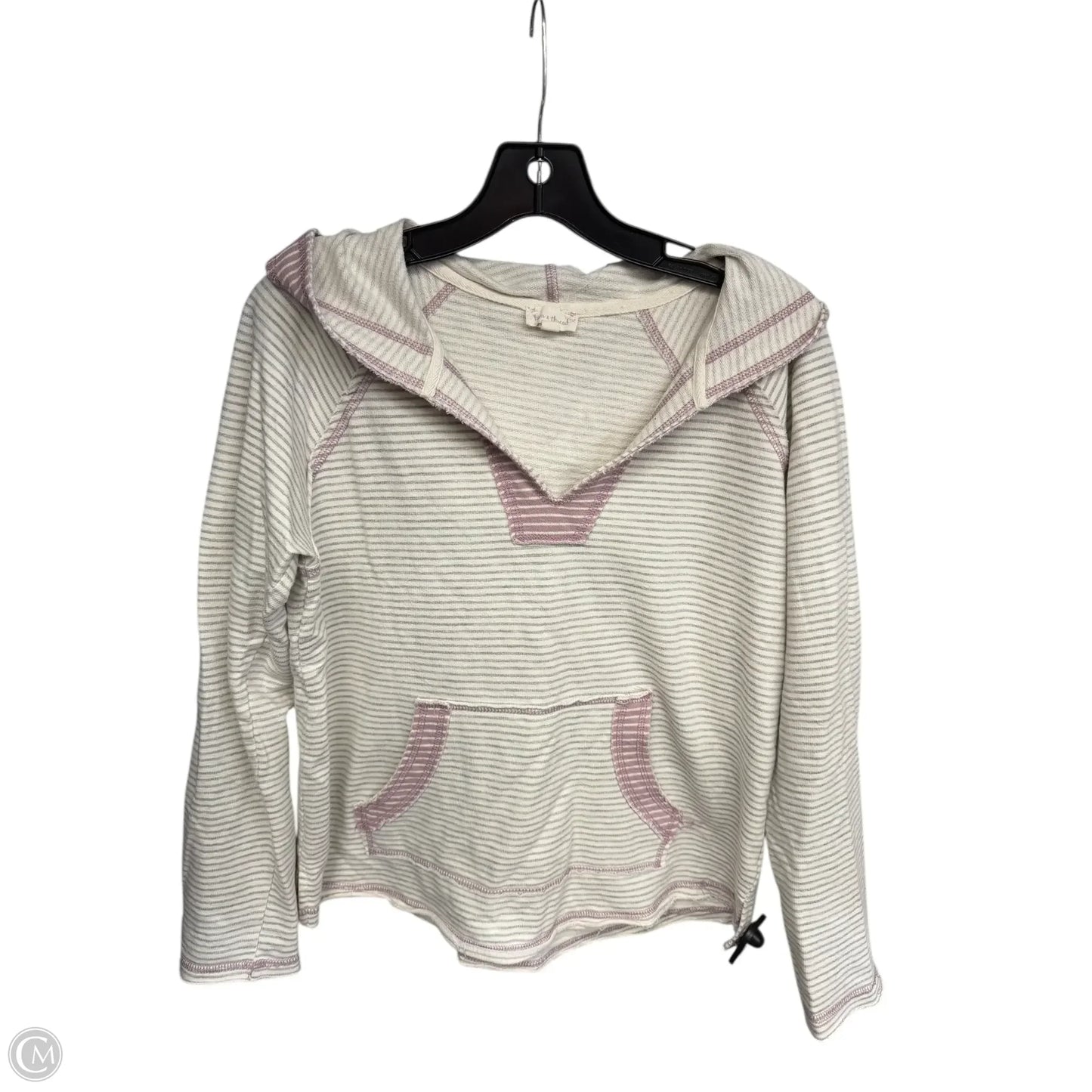 Sweatshirt Hoodie By Hem & Thread In Grey & Pink, Size: M