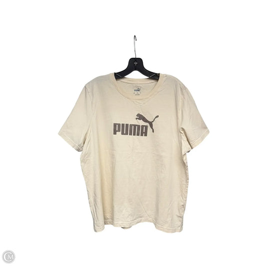 Athletic Top Short Sleeve By Puma In Cream, Size: Xxl