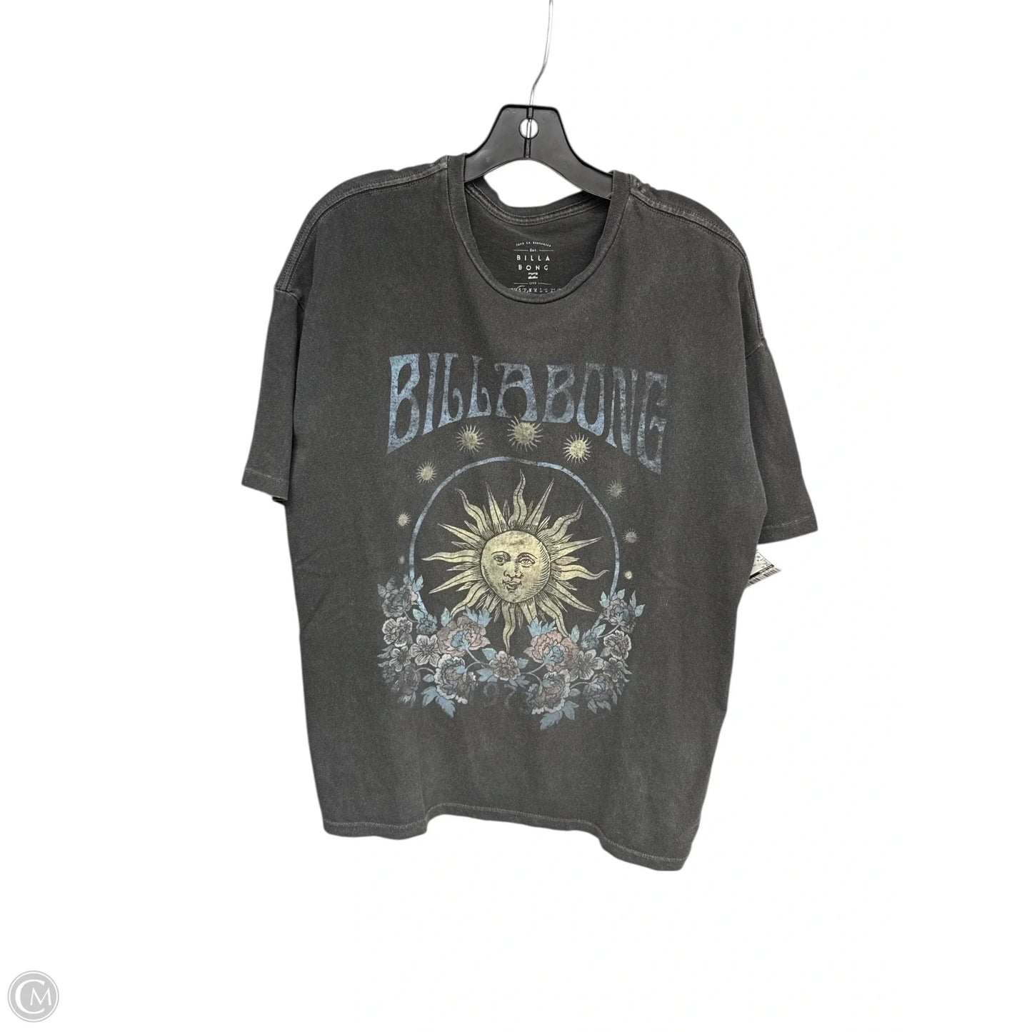 Top Short Sleeve By Billabong In Grey, Size: S
