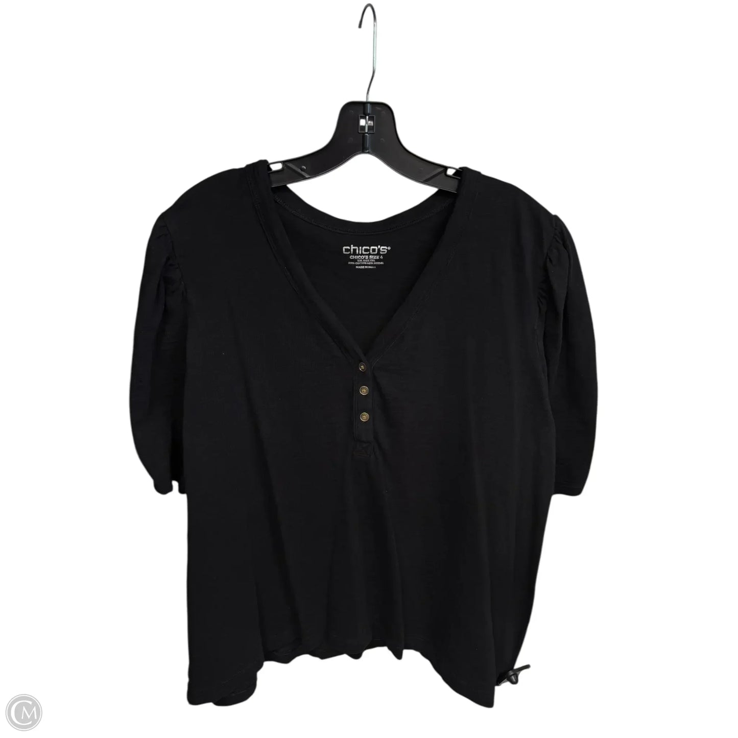 Top Short Sleeve By Chicos In Black, Size: Xxl