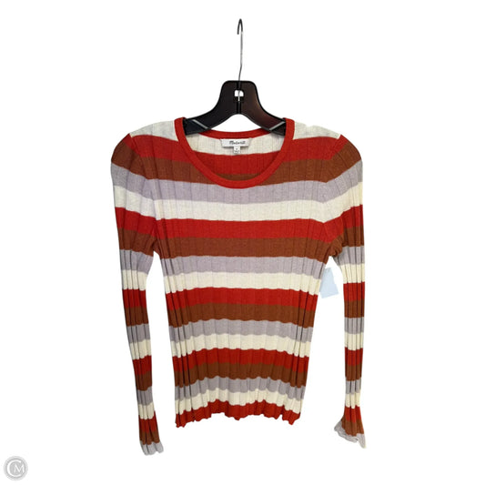Top Long Sleeve By Madewell In Orange & White, Size: S